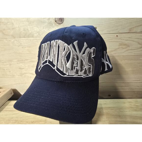 Vintage 90s New York Yankees Cap Wave MLB Snapback Cap Hat - Picture 1 of 6